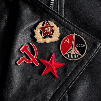 4tk/set Retro NSVL Sümbol Emailiga Pin-Red Star Sirp Sirp Külm Sõda Nõukogude liidu CCCP Sõle Kingitus Ikoon Pääsme Rinnamikrofon Pin Mantel Kork 62803