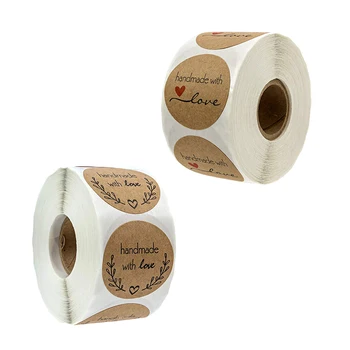 500 x Ring Paber Etiketid 'Käsitööna armastus