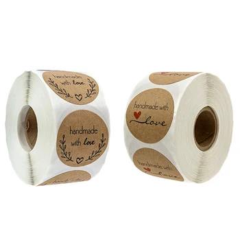 500 x Ring Paber Etiketid 'Käsitööna armastus