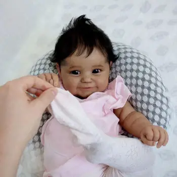 50CM Pehme Keha Must Nahk African American Baby Maddie Tüdruk Paindlik Handrooted Juuksed Pudel ja Lutt 62161