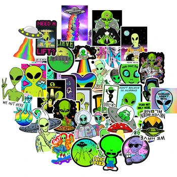 50TK Lahe UFO Välismaalase Kleebised, Sülearvuti Vee Pudel Rula Kitarr Veekindel Esteetiline Graffiti Decal Kleebis Pakki Kid Mänguasi