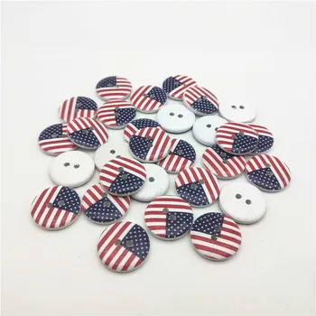 50tk 20mm USA Lipud Värvitud Puit Ring Buttons2 Augud Õmblemine Tarvikud Scrapbooking Käsitöö DIY 135193