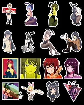 50tk/pack Seishun Buta Yarou wa Bunny Tüdruk Senpai no Yume wo Minai Anime Kleepsud Mööbel, Seina-Laua Kasti Mootorratas