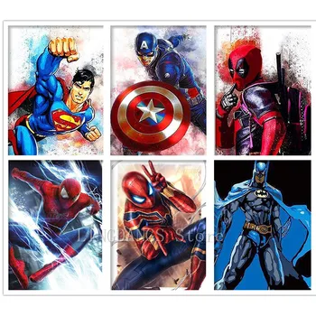 5D DIY Diamond Maalikunst Mosaiik Marvel Superhero Movie Spider Man Kapten Ameerika Tikandid ristpistes Komplektid Home Decor Kingitus