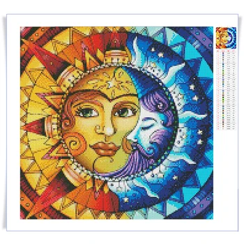 5D DIY Päikese Ja Kuu Diamond Maali ristpistes Kit Mosaiik Diamond Tikandid Täis Square Puurida Kodu Kaunistamiseks