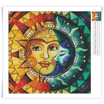 5D DIY Päikese Ja Kuu Diamond Maali ristpistes Kit Mosaiik Diamond Tikandid Täis Square Puurida Kodu Kaunistamiseks