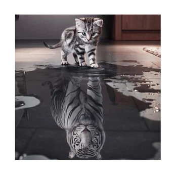 5D diamond maali kass peegeldus tiger cross stitch täielik teemant tikandid loomade rhinestone mosaiik pilt kodu kaunistamiseks