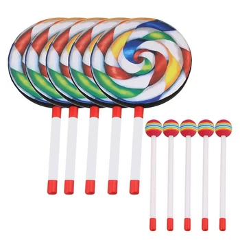 5Pack 8Inch Lollipop Trummel koos Vasara Rainbow Värvi Muusika Rütmi Vahendeid, Lapsed, Beebi Lapsed Mängivad Mänguasi