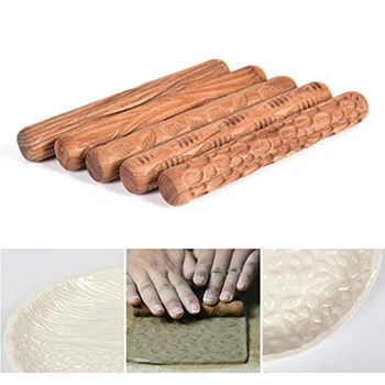 5TK Keraamiline tööriistad puidu nikerdamiseks keraamika, puidu tekstuuri muda rull reljeef-reljeef muster pressitud rod muda rulli