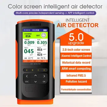 5V/1A 1200mAh õhukvaliteedi Monitor Kaasaskantav LCD Ekraan Formaldehüüdi Detektor Ndoor Õhusaaste Arvesti Mikro Tolmu Tester