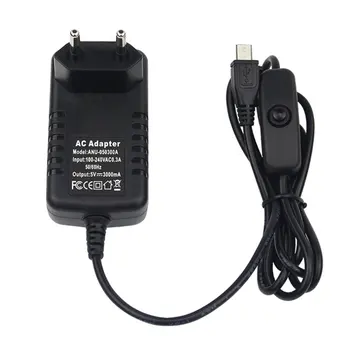 5V 3A Toide Laadija AC Adapter, Micro USB Kaabel Toide Sisse/Välja Lüliti Vaarika Pi 3 pi pro Model B B+ Pluss