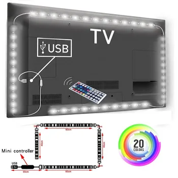 5V RGB RIBA, TV Taustavalgus , USB Toitega LED valgus ,RGB5050 24 Tolli-60-Tolline TELEVIISOR,Peegel,PC, APP Kontrolli Diagonaal 104808