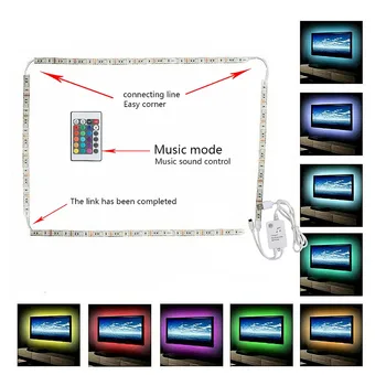5V RGB RIBA, TV Taustavalgus , USB Toitega LED valgus ,RGB5050 24 Tolli-60-Tolline TELEVIISOR,Peegel,PC, APP Kontrolli Diagonaal