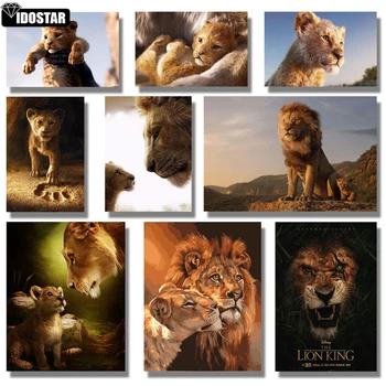 5d Diy Diamond Maali Loomade Tikandid Lion King Rhinestone Full Ringi Puurida Mosaiik Armas Lõvi Simba Kid Kingitus Home Decor