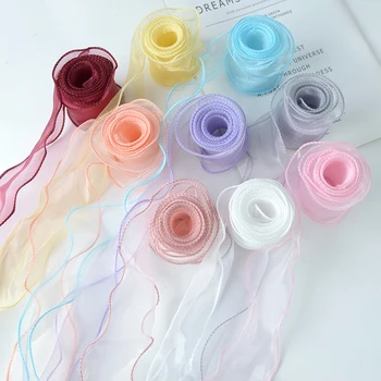 5m Laine Silk Organza Paela Vibu Materjali Juuste Ornament Kook Kingitus Pakkimise Pits Lindid Õmblusmasinad Kangast Riided Decor