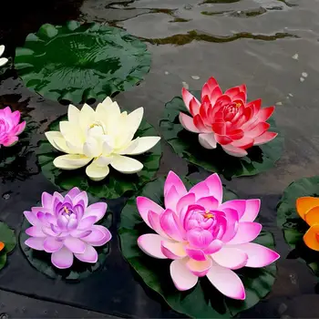 5tk Kunstlik Ujuvad vesiroosi EVA Lotus Flower Pond Decor 10cm Simulatsiooni Lootos (Punane/Kollane/Sinine/Roosa/Hele Roosa) 179125