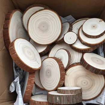 5tk Naturaalne Puit Viilud Puidust Tükki Käsitöö Ehteid Puurida Ümmargused Kettad Kaunistused Puukoor Puidust Ringid DIY Crafts