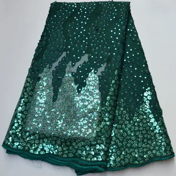(5yards/tk) Uusim emerald roheline-Aafrika net pits laseriga lõigatud prantsuse pits kangas litrid tikandid pool kleit FLP212