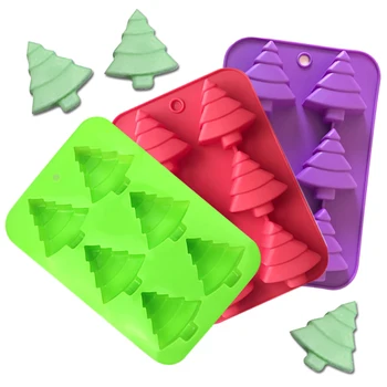 6 Auku Jõulupuu Kujuga Silikoonist Hallituse Kook Teenetemärgi Fondant küpsised tööriistad 3D Silikoonist Vormi Gumpaste Candy