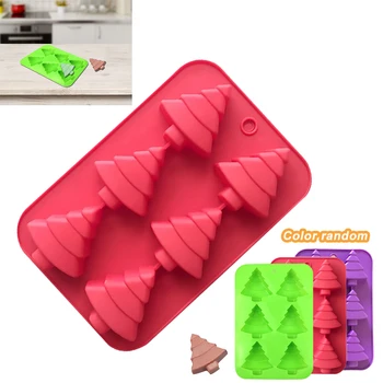 6 Auku Jõulupuu Kujuga Silikoonist Hallituse Kook Teenetemärgi Fondant küpsised tööriistad 3D Silikoonist Vormi Gumpaste Candy