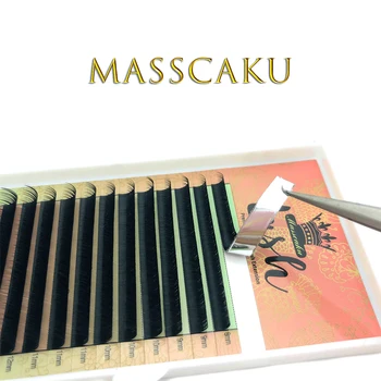 6 Cases/Palju MASSCAKU 8-16mm Mix Premium Võltsitud Naaritsa Ripsmete Pikendamine spetsialistid Läikivad Mustad ripsmed pehme moodustavad vahendid 88162