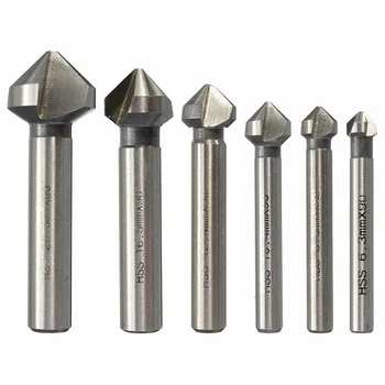 6 Tükki Metalli Countersink Drill Bit 3 Flööti HSS-CO Kõva Kolm Serva Chamfer Faasimiseks End Mill Cutter Ring Varre Dewalt Tööriistad