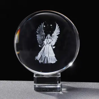 6 cm 3D kaitseingel Miniatured Maailma K9 Crystal Laser Graveeritud Palli Kodu Kaunistamiseks Kirjapressi Ornament