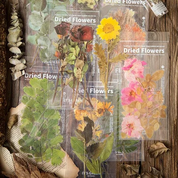 6 tk/Kott Suured Nädalavahetusel Lilled Kauplus Kuivatatud Lilled Taimede Käsiraamat PVC-Dekoratiivsed Kleebised