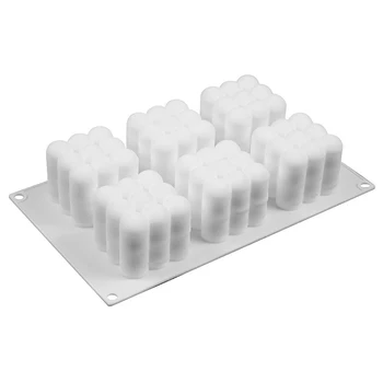 6 Õõnsused 3D Kuubik Küünal Kipsist Valuvormi Silikoon Square Mull Magustoit Hallituse DIY Non-stick Köök Magustoit Kook Sahtel Ahju Ohutu C