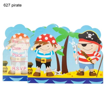 6Cards+6Envelopes Lill Ükssarvik Merineitsi Piraat Paber kutsekaardile, mis on Lapsele Sünnipäeva Teenetemärgi Käsitöö