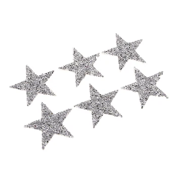 6Pieces Riided Pentagramm Star Kristall Kleebis Plaastri Liim Populaarne Tarvikud Kuum Puurimine Särav 50mm