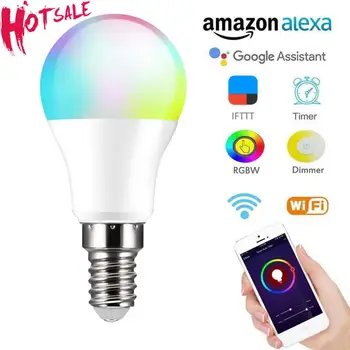 6W WiFi Smart Lamp E14 LED RGB Lambi Tööd Alexa/Google Kodus 85-265V RGB+Valge Juhitava Taimeri Funktsioon Bulb