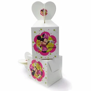 6pcsset Minnie Mouse Paber candy Box Cartoon Happy Birthday Teenetemärgi Teema Poole Pakkumise Festival Lapsed Tüdruk Roosa 156341