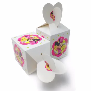 6pcsset Minnie Mouse Paber candy Box Cartoon Happy Birthday Teenetemärgi Teema Poole Pakkumise Festival Lapsed Tüdruk Roosa