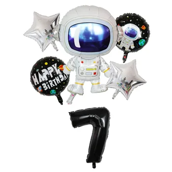 6tk Kosmoses Astronaut Foolium Õhupallid Set 30inch Number Õhu Globos Galaxy Teema Poole Sünnipäeva Teenetemärkide Kids Mänguasi 117276