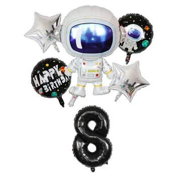 6tk Kosmoses Astronaut Foolium Õhupallid Set 30inch Number Õhu Globos Galaxy Teema Poole Sünnipäeva Teenetemärkide Kids Mänguasi
