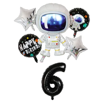 6tk Kosmoses Astronaut Foolium Õhupallid Set 30inch Number Õhu Globos Galaxy Teema Poole Sünnipäeva Teenetemärkide Kids Mänguasi