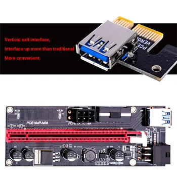 6tk VER009S PCI-E Ärkaja Dual Card Adapter 6Pin Kaart PCIe 1X kuni 16X Extender Kaardi USB 3.0 Data Kaabel BTC Kaevandamine Kaevur 116523