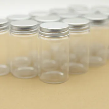 6tk/palju 47*80mm 100ml Väike klaaspudel purgid Hõbe keeratav Kork Candy Klaasist Purgid Ladustamise Mahuti Läbipaistvad pudelid