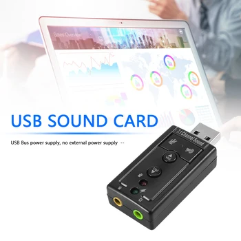 7.1 Virtuaalse USB helikaart Väline Audio Adapter Lauaarvuti Sülearvuti 3,5 mm AUX Kõrvaklappide Mikrofoni Converter