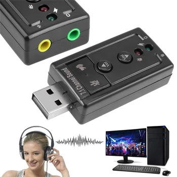 7.1 Virtuaalse USB helikaart Väline Audio Adapter Lauaarvuti Sülearvuti 3,5 mm AUX Kõrvaklappide Mikrofoni Converter