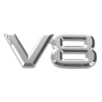 7.5x3.5cm Auto auto V8 kleebised 3D Chrome Kleebis Embleem Logo