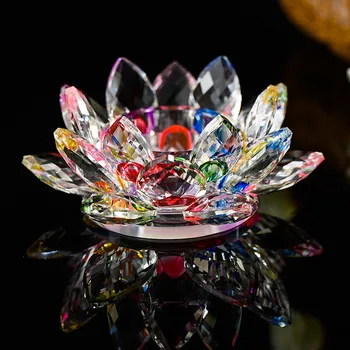 7 Värvi Kristall, Klaas Lotus Flower Küünal Tee Valguse Omanik Budistliku Küünlajalg Pulm Baari Poole sõbrapäeva Teenetemärgi