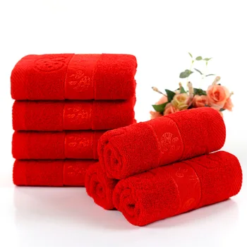 70X140cottonnon-pleegib punane rätik jacquard pehme bamboo rätik paksenenud imav punane rätik kodu hotel ilusalong 160599