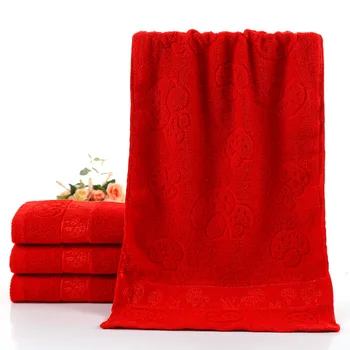 70X140cottonnon-pleegib punane rätik jacquard pehme bamboo rätik paksenenud imav punane rätik kodu hotel ilusalong