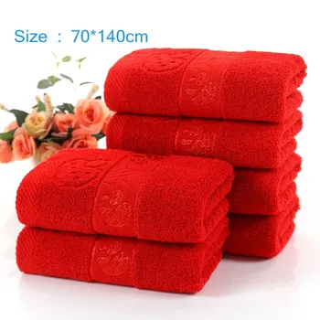 70X140cottonnon-pleegib punane rätik jacquard pehme bamboo rätik paksenenud imav punane rätik kodu hotel ilusalong