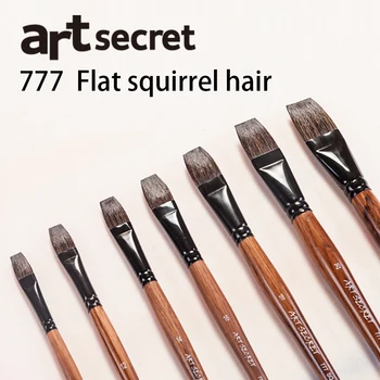 777SQFlat Kõrge Kvaliteedi Oravakarvadest Must Messing Ferrule Tamme Puidust Käepide Akvarell Värvi Art Pintslid Kunsti Joonistus