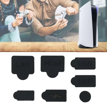 7TK Must Silikoonist Tolmu Pistikud Kogum, PS5, USB HDM-Liidese Anti-tolmu Kate Tolmukindel Pistik PS5 mängukonsooli Lisaseadme Osad