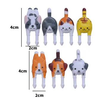 7tk Loominguline Multikas Loomade Puu-Kahvli Komplekt Korduvkasutatavate Kass, Koer, Puu-Toidu Korjab Plastikust Loomade Puu-Stick Lapsed Lapsed