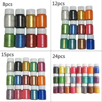8-24TK Komplekt pärlmutterläiget tekitavad Mica Pulber Epoksüvaik Värvi Pärl Pigment DIY Ehted Käsitöö Seep Tegemise Aksessuaar dropshipping B85D